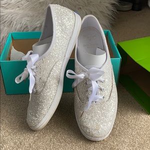 Kate Spade Glitter White Keds size 8.5
